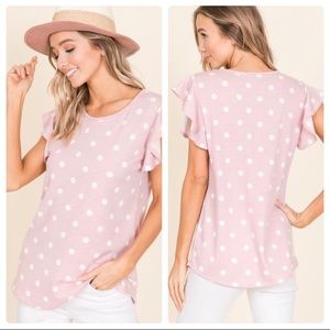 Pink top white polkadot